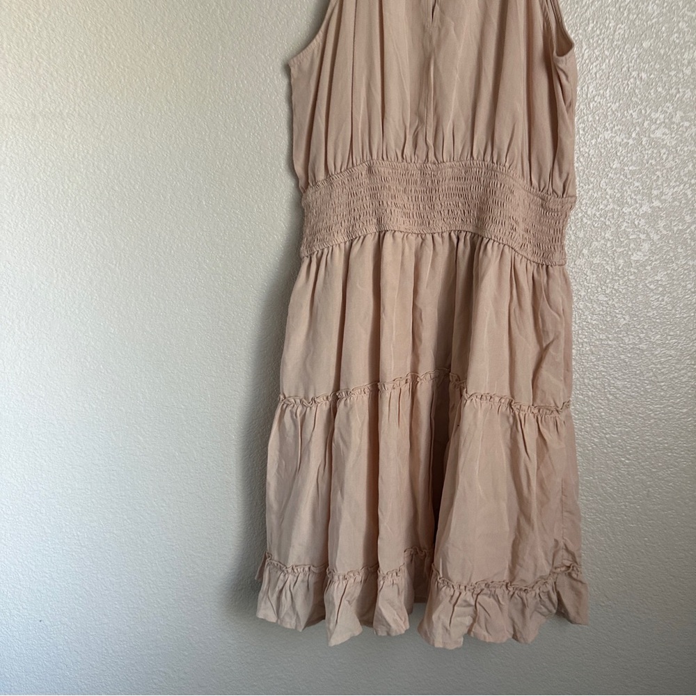 Amazon NWT‎ Taupe Halter Neck Smocked Sleeveless Dress Sz L - Picture 9 of 12